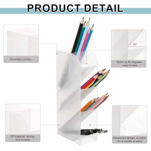 uxcell 2PCS Marker Organizer, 5 Slots Marker Holder Organizer PVC Plastic Marker Storage Holder Marker Storage Rack Crayon Pen Holder for Store Paint Brushes, Pens, Pencils (Matte White)