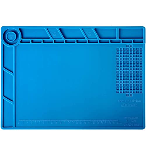 Kaisiking Silicone Soldering Mat Magnetic Soldering Mat Silicone Repair Mat Heat Resistant Work Mat for Soldering, Electronics Repair, 13.8 x 9.8 inch - color: 140 Soldering Mat Kit