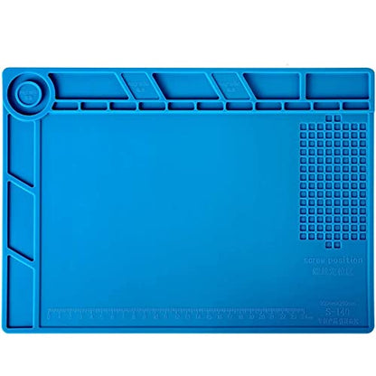 Kaisiking Silicone Soldering Mat Magnetic Soldering Mat Silicone Repair Mat Heat Resistant Work Mat for Soldering, Electronics Repair, 13.8 x 9.8 inch - color: 140 Soldering Mat Kit