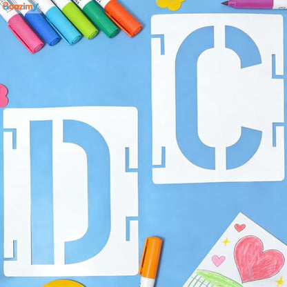 12 Inch 42 Pcs Reusable Letter Number Symbol Stencils, Plastic Painting Templates for Wood Wall Fabric Rock Chalkboard Signage School Door Porch DIY Art Craft Decoration Projects - size: 12 inch（White）