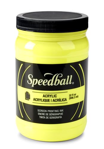 Speedball 046417 Acrylic Screen Printing Ink, 32 fl. oz, Fluorescent Yellow - color: Flourescent Yellow