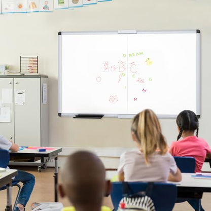 VIZ-PRO Magnetic Dry Erase Board, 60 X 48 Inches, Foldable Wall-Mounted Whiteboard with Silver Aluminum Frame & Marker Tray for School Office and Home 5' X 4' - size: 60 X 48 Inches