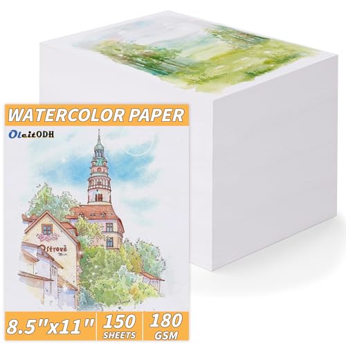 150 Sheets Watercolor Paper Bulk,White Water Color Paper for Painter Students Adults Artists Drawing-65LB/180GSM Art Paper-8.5 x 11 inch Painting & Craft Papers, Finger Paints, Watercolor, Tempera - style: 8.5x11in-65LB/180GSM
