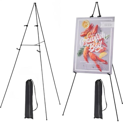 MEEDEN 2 Pcs Easel Stand for Painting and Display: 63" Art Metal Easel Sign Stand with Bag - Portable Foldable Instant Tripod Display Easel Stand for Wedding, Painting Canvas, Presentations, Posters - size: 2-PACK
