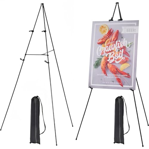 MEEDEN 2 Pcs Easel Stand for Painting and Display: 63" Art Metal Easel Sign Stand with Bag - Portable Foldable Instant Tripod Display Easel Stand for Wedding, Painting Canvas, Presentations, Posters - size: 2-PACK