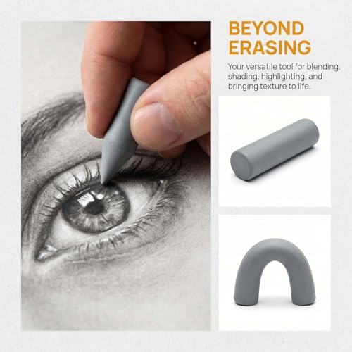 8 Pack Large Grey Kneaded Erasers Soft Pliable No Residue Art Erasers for Charcoal Pastel Graphite Sketching&Drawing Supplies
