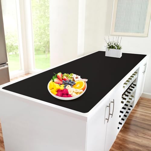 Extra Large Silicone Mat, 96”x36” Heat Resistant Mats for Countertop, Cuttable Waterproof Kitchen Counter Mat, Multipurpose Countertop Protector Mat, Silicone Mats for Kitchen Counter (Black) - color: Black, size: 36"L x 96"W