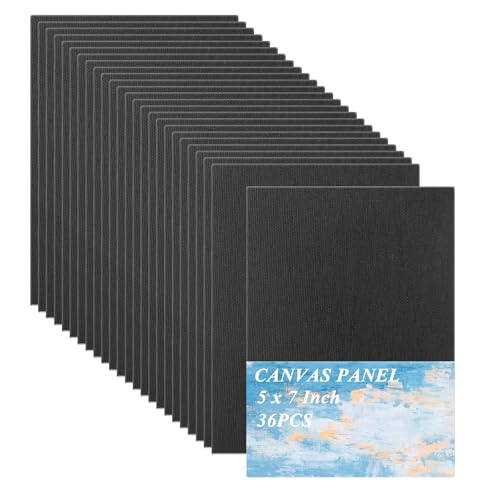 36 Pack 5 x 7 Inch Black Canvases for Painting Canvas Panels Cotton Canvas Board for Oil Acrylic Painting