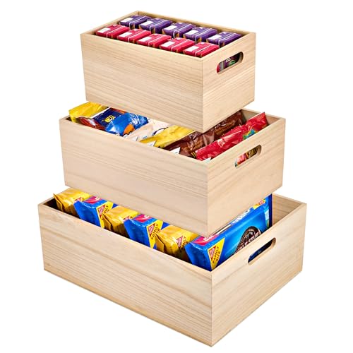 Sorbus Unfinished Wood Crates - Organizer Bins, Wooden Box for Pantry Organizer Storage, Closet, Arts & Crafts, Cabinet Organizers, Containers for Organizing (3 Pack) - style: 3 Pack