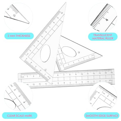 Zonon 36 Sets Math Geometry Kit Student 10 Pcs Shatterproof Storage Box Includes Compass, Rulers, Protractor, Eraser, Pencil Sharpener, Lead Refills, Pencil for Back to School Students Class Teacher