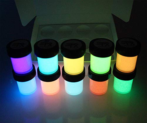 Glow in The Dark Invisible Neutral Visible GID GDV Cosmic Star Paint UV Black Light Reactive Luminous (2oz 10 Color Set)