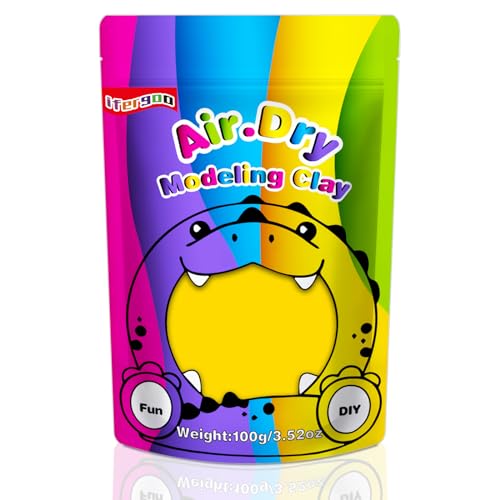 ifergoo Yellow Air Dry Clay, DIY Creative Modeling Clay for Kids, Super Light Magic Foam Clay for Kids Age 3-12, Soft, No-Sticky & Non-Toxic, Molding Clay for School Art & Craft Project (100g/3.5oz) - color: Yellow/100g