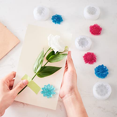 6pcs Mini Mirror Flower Resin Mold, PAGOW Silicone 3D Flower Crystal DIY Casting Molds, for Earring, Jewelry Pendants Making Tool（6 Different Size） - size: 6 PCS
