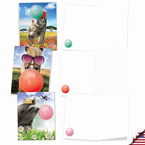 The Best Card Company - 10 Adorable Note Cards Blank (4 x 5.12 Inch) - Wildlife and Animal Cards, Assorted Boxed Set - Balloon Animals AM6837OCB-B1x10 - style: Balloon Animals