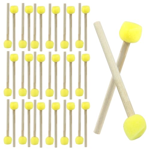 40 Pcs Round Sponge Brush Paint Set,15mm Foam Sponge Wood Handle Paint Brush Set for Painting Crafts, DIY Painting Tools(0.6 Inch) - style: 40 * 0.6Inch