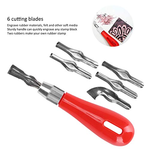 Rubber Stamp Making Kit, Block Printing Kit with Cutter Tools Rubber Carving Blocks Linoleum Cutter Set for Stamp Carving Craft