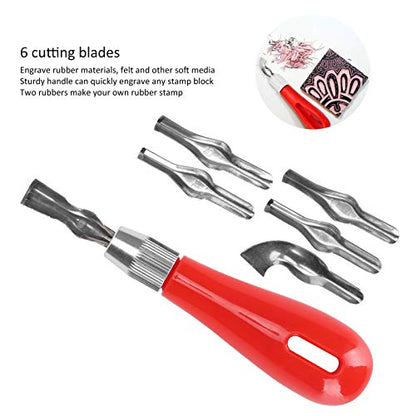Rubber Stamp Making Kit, Block Printing Kit with Cutter Tools Rubber Carving Blocks Linoleum Cutter Set for Stamp Carving Craft