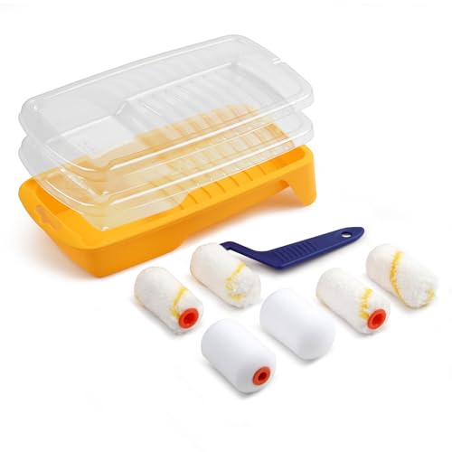 Voomey Small Paint Roller, 2 Inch Mini Paint Roller Kit 10 Pack, Microfiber Paint Rollers with Tray and Roller Frame for Touch Up Painting Wall, Door, Cabinet - size: 2 Inch Mini Paint Roller Kit 10 Pack