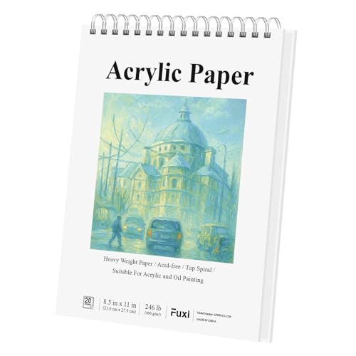 Fuxi Acrylic Sketchbook 8.5x11, 20 Sheets(40page) Paint Paper for Acrylic Painting, 246 lb/ 400gsm Paper for Paint Pens. - color: White, size: 11" x 8.5" (Pack of 1)