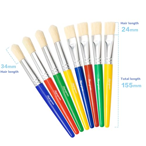 Kids Paint Brushes Set, 16 Pack Non-Toxic Washable Tempera Brushes for Children Ages 3-8, Perfect for Preschool Art & Acrylic Painting - size: 16PCS