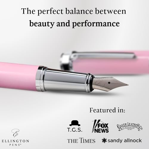 Ellington Pens Luxury Fountain Pen Set - Extra Fine Nib - Includes 3 Ink Cartridges, Refillable Ink Converter, Gift Box - Fountain Pens For Writing, Calligraphy, Journaling, Sketching (Rosy Flair) - color: Rosy Flair, style: Extra Fine