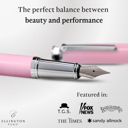 Ellington Pens Luxury Fountain Pen Set - Extra Fine Nib - Includes 3 Ink Cartridges, Refillable Ink Converter, Gift Box - Fountain Pens For Writing, Calligraphy, Journaling, Sketching (Rosy Flair) - color: Rosy Flair, style: Extra Fine