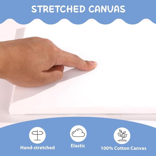 ESRICH Stretched Canvases for Painting 8x10, 60 Pack 8x10 Canvases for Painting,Primed Acid-Free Cotton Blank Canvas, Paint Canvases for Oil & Acrylic Paint. - size: 8x10in-60Pack