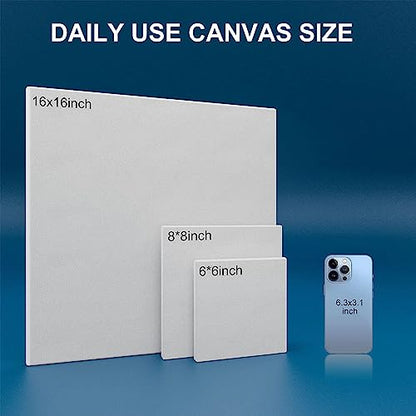 Stretched Canvases for Painting 8x8 Inch 7-Pack, 10 oz Triple Primed Acid-Free 100% Cotton Blank Canvas, Square Canvas for Oil Paint Acrylics Pouring & Wet Art Media, Pour Painting - size: 8"x8"(7-Pack), style: Studio