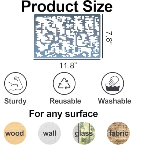Camo Stencil 12inch Large Camouflage Stencils for Spray Paint Reusable Digital Camo Pattern Stencil for Wall Boat Wood Canvas Fabric - style: Camo