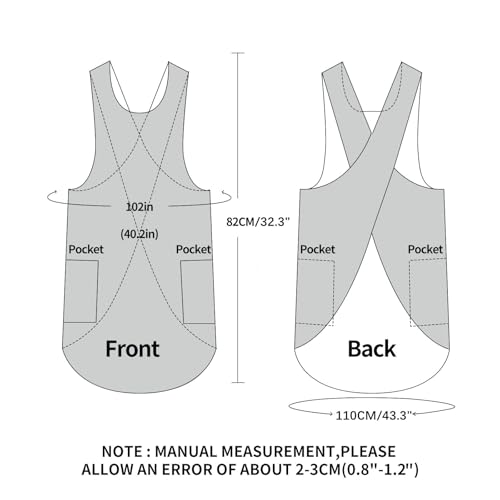 Shortened Design Apron, Japanese Style Soft Cotton Linen Apron with Two Side Pockets, X Cross Halter Aprons, Kitchen Cooking Clothes Gift for Women DIY Project, Crafting, Cooking, Baking(White) - color: White, style: 1# Style-rounded Edge