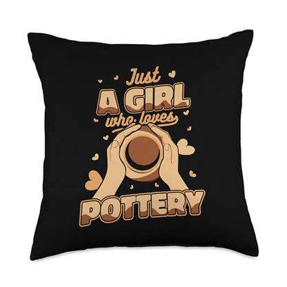 Professional Pottery Aprons Love Kit Tools Gifts Girl Who Loves Wheel Hobby Pro Lover Pottery Throw Pillow, 18x18, Multicolor - size: 18x18