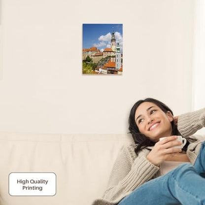 3dRose Czech Republic, Chesky Krumlov. View of town and Krumlov castle. Museum Grade Canvas Wrap 8x10 - size: 8"L x 10"W