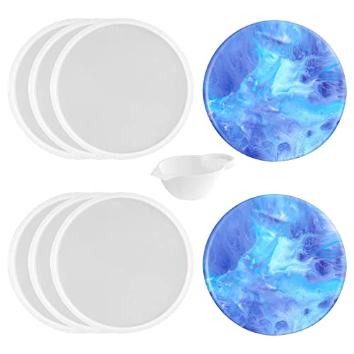 6 PCS Thickened round Coaster Resin Molds, Coaster Silicone Molds for Epoxy Resin, Coaster Molds for Resin Casting, Epoxy Resin Molds for DIY resin coasters Bowl mats, candle holders, Home Decoration. - color: 6PCS Round Coaster Molds