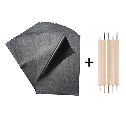 CHICHIYANG 100 Sheets Black Carbon Transfer Tracing Paper 8.3 x 11.7 Inch Graphite Paper for Canvas Wood Paper