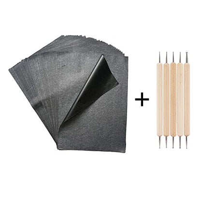 CHICHIYANG 100 Sheets Black Carbon Transfer Tracing Paper 8.3 x 11.7 Inch Graphite Paper for Canvas Wood Paper