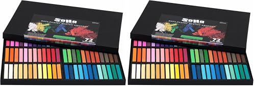 Soho Urban Artist Soft Pastel Sketch Squares - Richly Pigmented, Vibrant Color Soft Pastels for Artists Professional Pastel Artwork Studies and Sketching - Set of 72 Assorted Chalk Pastels (Pack of 2) - size: 72 Count (Pack of 2)