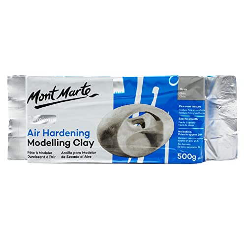 Mont Marte Grey Air Hardening Modeling Clay, 500g (1.1lb). Dries in Approximately 24 Hours. Suitable for Sculptors and Modelers of All Skill Levels. - color: Grey