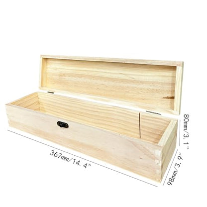 Unfinished Wood Craft Box Unfinished Wood with Clasp Unpainted Rectangle DIY Artist Tool Brush Storage Case for Crafts,Gift Jewelry Photo Box (Pack of 2) - size: 14.4 inches x 3.9 inches x 3.1 inches (Pack of 2)