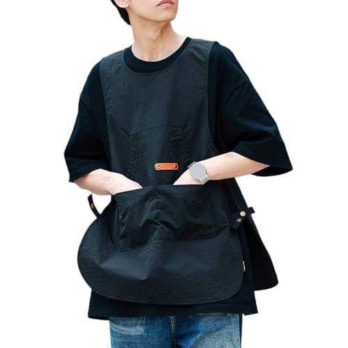 Cobbler Apron Unisex Waterproof Apron with Pockets Art Smock for Painting Cleaning Artiest Apron Work Kitchen,One Size,Black - color: Black