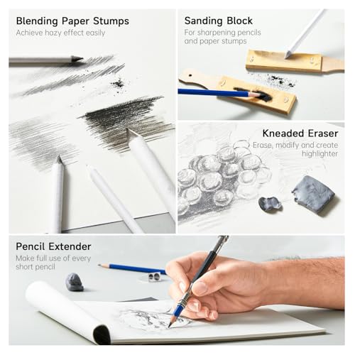 Shuttle Art 116 PCS Drawing Kit, Professional Drawing Supplies with Sketch, Charcoal, Colored, Graphite, Pastel Pencils & Sticks, Complete Drawing Tools and Paper Pads in Zipper Case for Artists&Kids