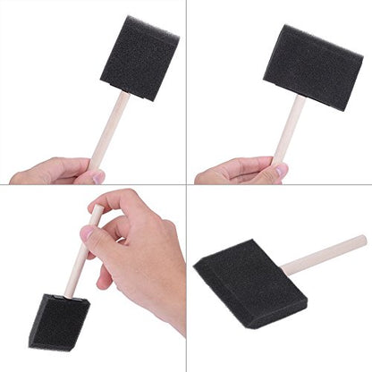 4Pcs Painting Sponge Brushes Foam Brush Set Painting Cleaning Tool Assorted Sized Brushes Drawing Cleaning Brush with Wooden Handle for Painting Dust Cleaning