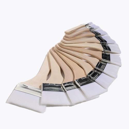 EORTA Flat Art Paint Brushes Set Assorted Size Nylon Painting Brushes - color: White
