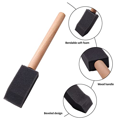 Foam Paint Brushes, 27 Pack, 1 Inch Sponge Paint Brushes, Paint Sponges Set, Foam Brushes for Painting, Wood Handle Sponge Brushes for Staining, Painting Tools for Crafts, DIY Projects - size: 1 inch, 27 pack