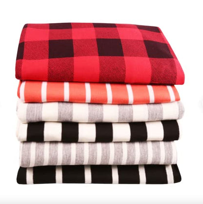 FabricLA Rayon Spandex Jersey Knit Fabric 1" Stripes - 58/60" Inches (150 CM) Wide by The Yard - 4 Way Stretch Fabric - Light to Medium Fabric 220 GSM - (Cream, Grey) - 1 Yard - color: Cream, Grey, size: 1 Yard Pre Cut