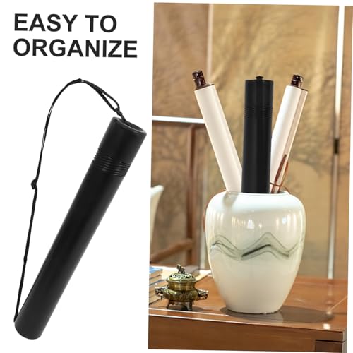 DOITOOL Painting Tube Storage Bucket Telescopic Organizer for Poster Tubes Blueprints Calligraphy Scrolls Maps Large Strap - color: Black