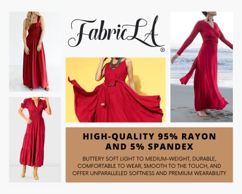 FabricLA Rayon Jersey Spandex - 4 Way Stretch - 58/60" Inches (150 CM) Wide - Medium to Heavy Fabric 240gsm - Red, 2 Yards - color: Red, size: 2 Yard Pre Cut