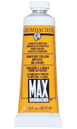 Grumbacher Max Water Miscible Oil Paint, 37ml/1.25 oz, Diarylide Yellow - color: Diarylide Yellow