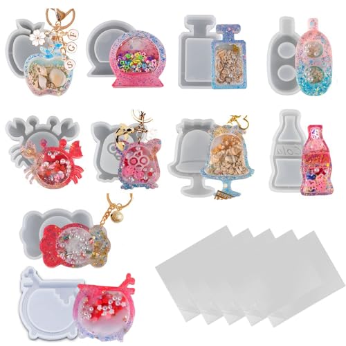 iSuperb 10pcs Shaker Resin Silicone Model and 5pcs Plastic Seal Film Resin Clear Protective Sheet for Animal Silicone Shaker Models DIY Jewelry Making Pendant Keychain - color: 10pcs