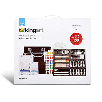 KINGART 150 Ultimate Series 128 Pc. Mixed Media Art Set Includes Paints, Markers, Color Pencils and Paper Pads in a Black Travel Tote Bag, Beginner to Professional, Great Gift, 128 Pc.