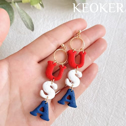 KEOKER Polymer Clay Texture Sheets, Stars Clay Texture Mat, Polymer Clay Earrings Tools on Independence Day or 4th of July, Like Polymer Clay Rollers, Great Work with Polymer Clay Cutters (Stars)